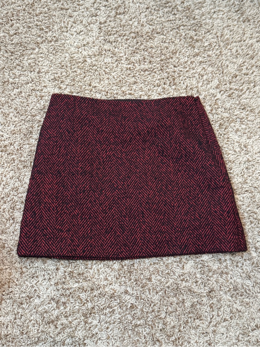 LOFT Red Herringbone Mini Skirt
